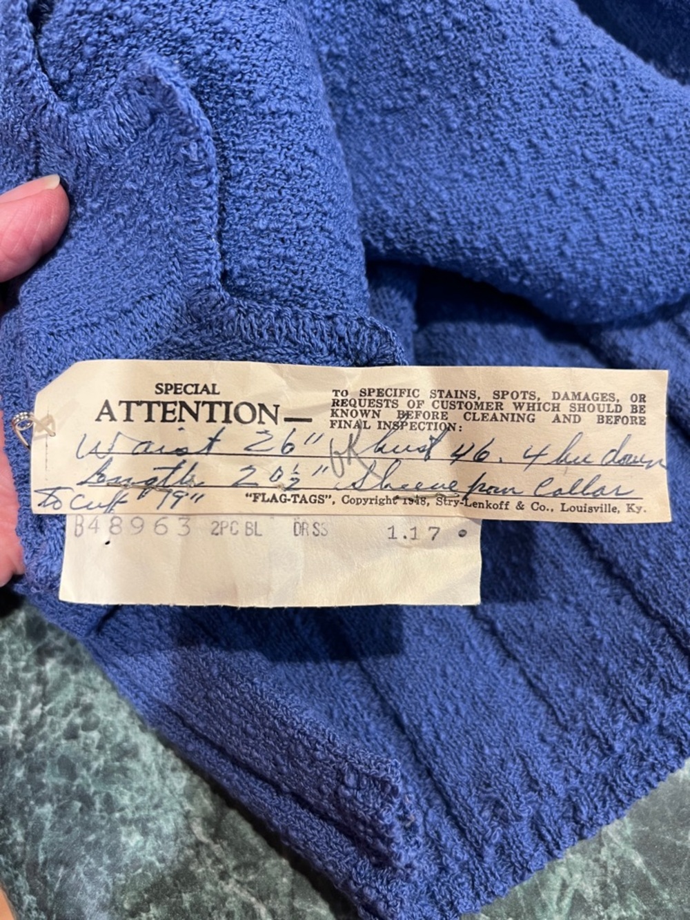 Vintage Blue Textured Knit Two-Piece Skirt and shirt Set - Picture 11 of 11